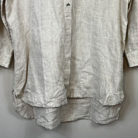 Chico's Beige Tan 100% Linen Button-Up Tunic Shirt Shirt - Picture 5 of 10